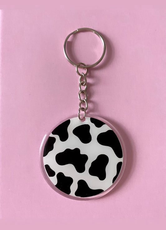 Cow Print Acrylic Keyring