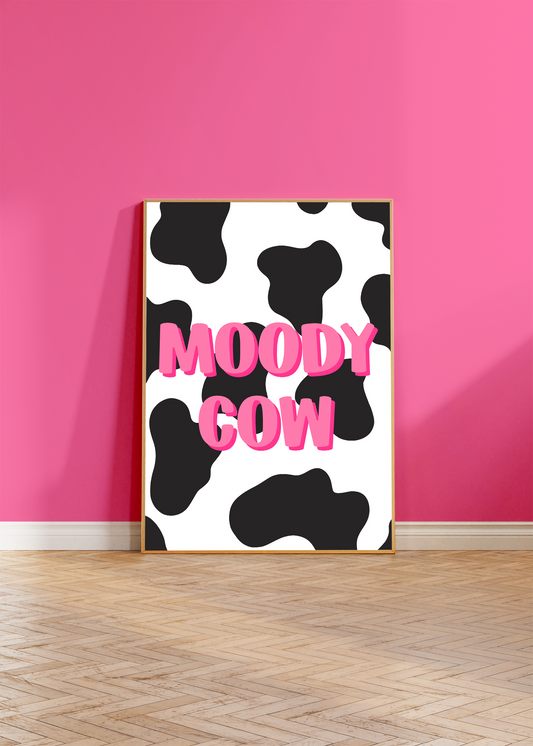 Moody Cow Wall Art Print