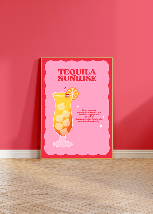Tequila Sunrise Cocktail Wall Art Print