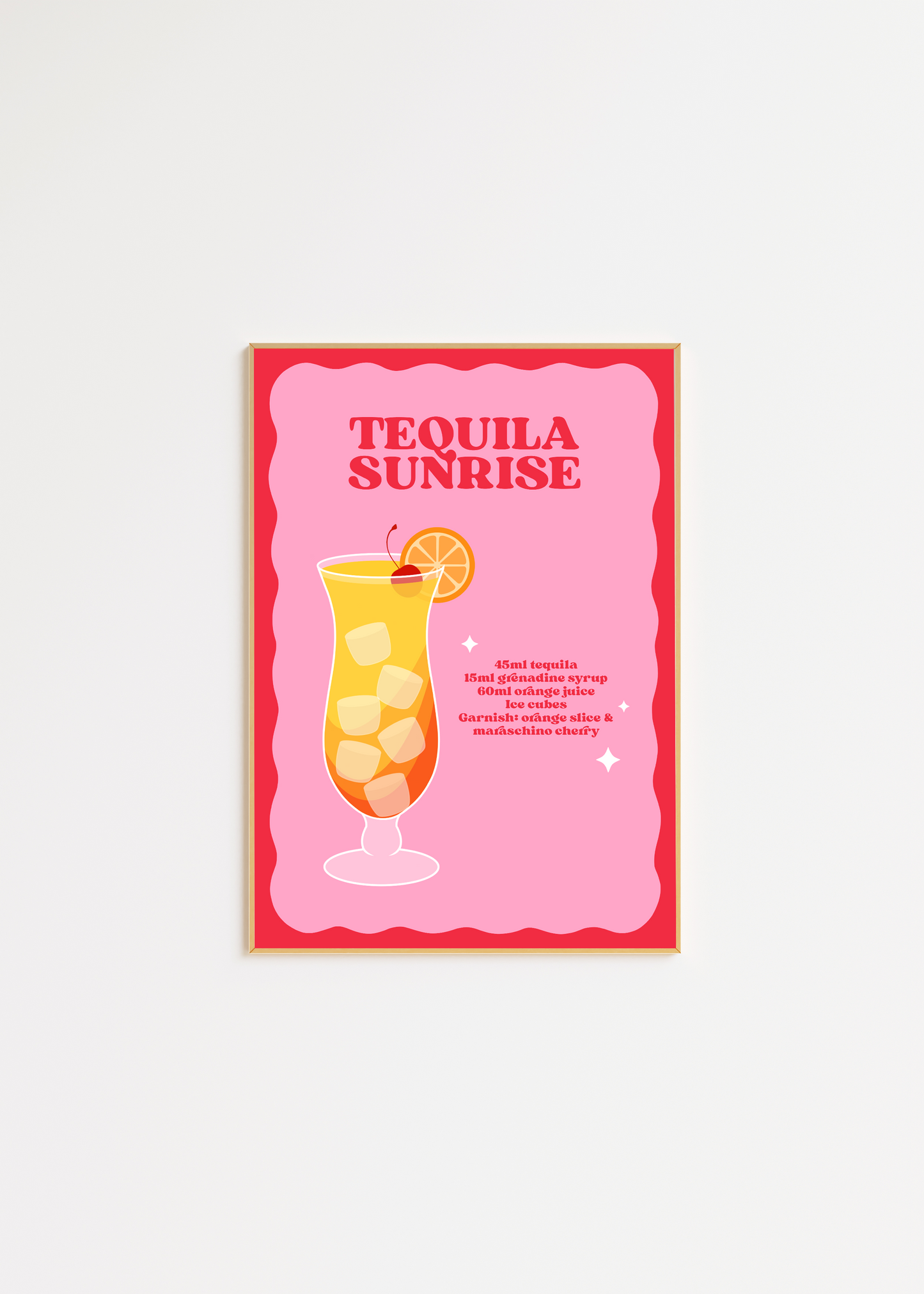 Tequila Sunrise Cocktail Wall Art Print